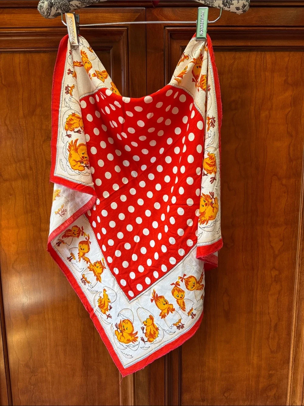 Baby Chicks Hatching Red polkadots cotton scarf